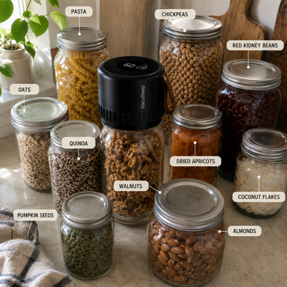 Velna Vacuum Food Preserver — sealing a mason jar