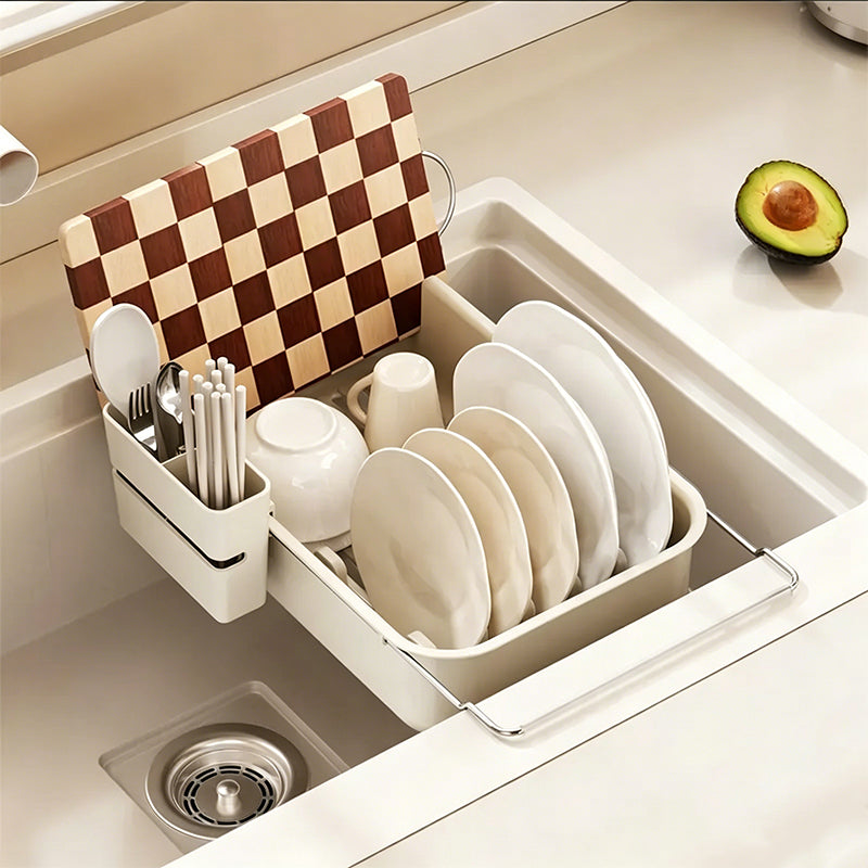 Velna Over-Sink Dish Drying Rack — white finish, front