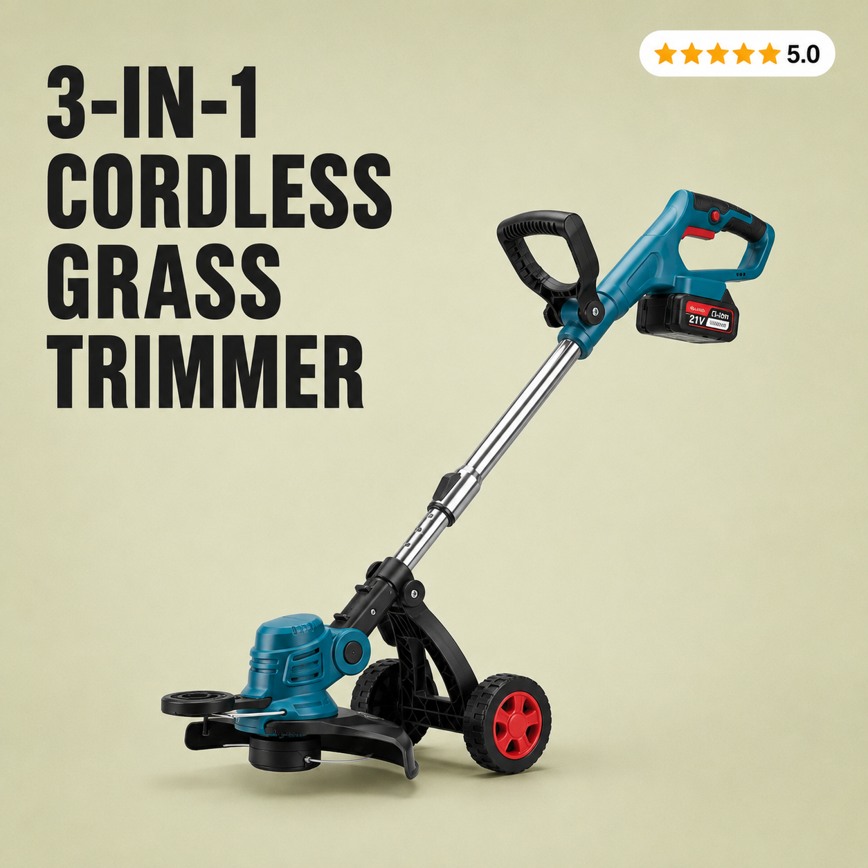 Velna 3-in-1 Cordless Grass Trimmer – Weed Eater, Mower & Edger
