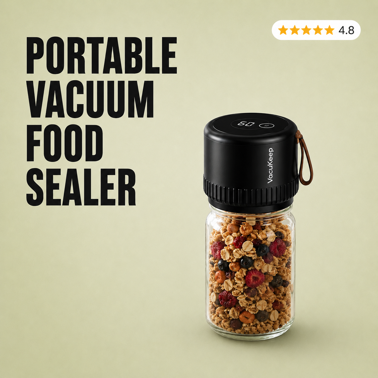 Velna Vacuum Food Preserver – Handheld Pump, Bags & Mason Jar Lids