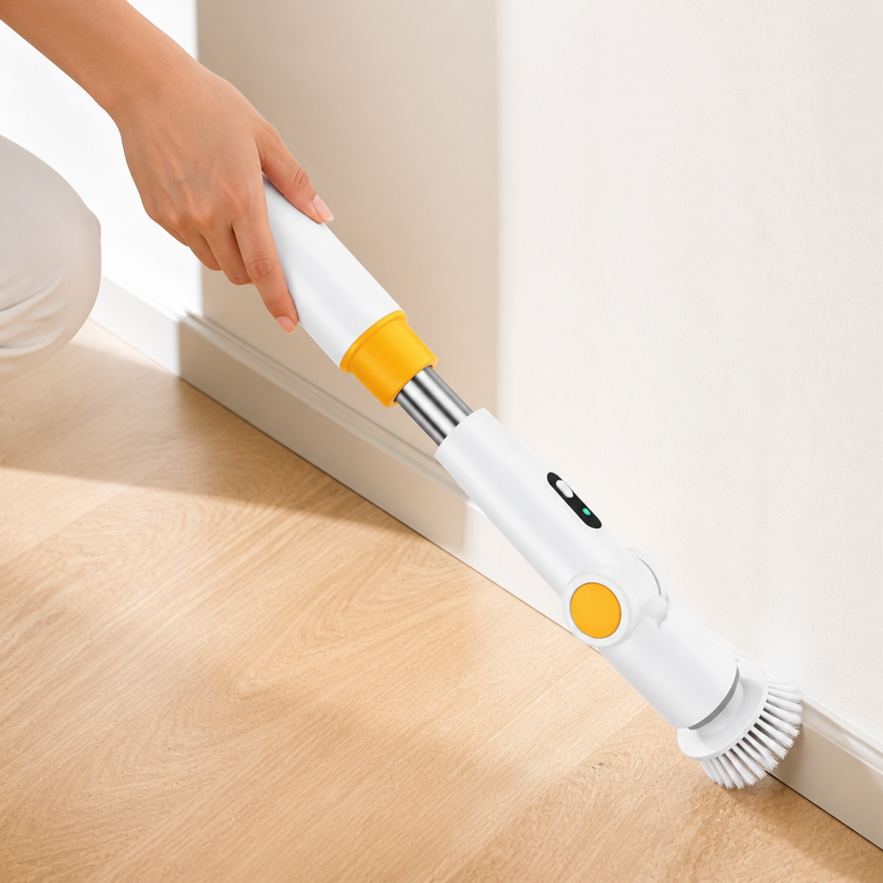 VELNA Spin Scrubber cleaning a corner