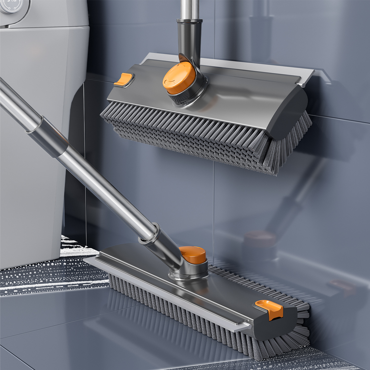 Velna 3-in-1 Floor Scrub Brush — used standing up