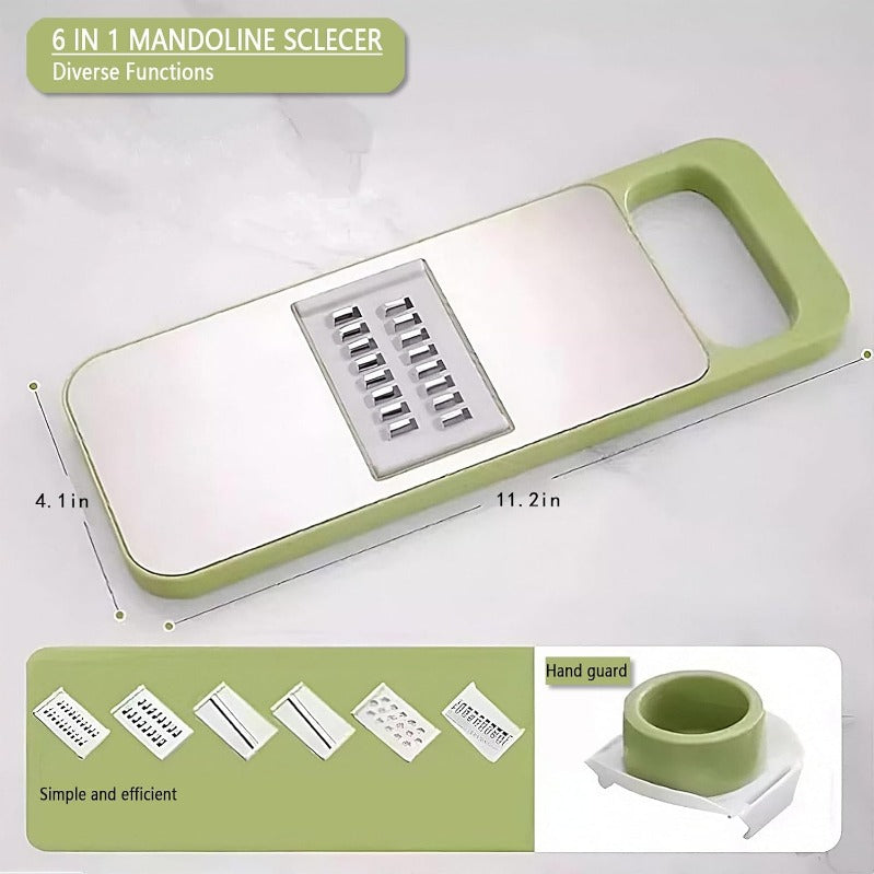 Velna 6-in-1 SafePrep Mandoline Slicer — palm guard in use