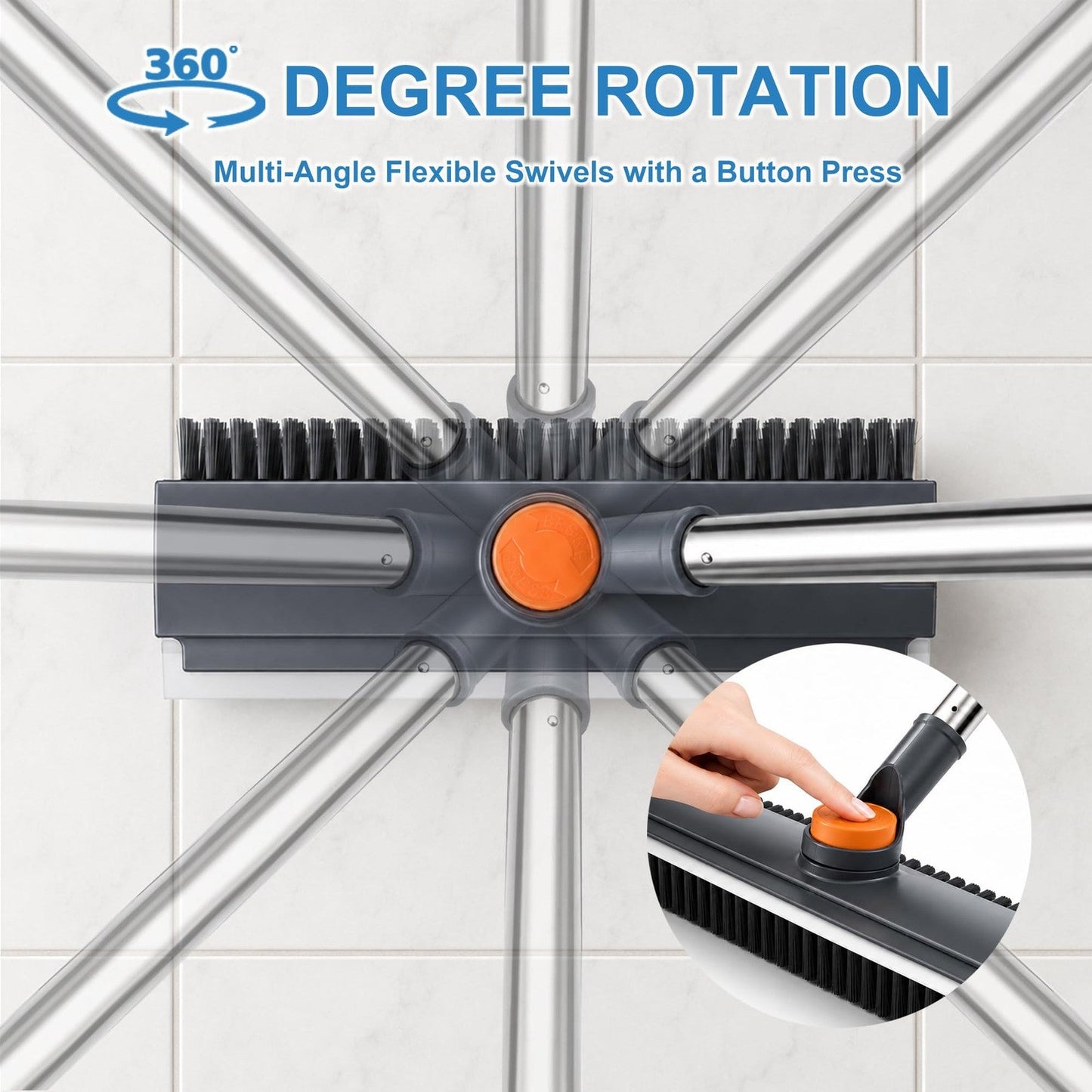 Velna 3-in-1 Floor Scrub Brush — rotating head detail